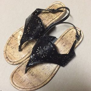 Black patent sandals